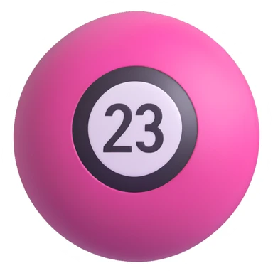 pink billiard ball with the number 23 inside a white circle sticker