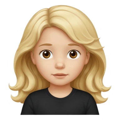 3yr old girl wavy long blond hair brown eyes black tshirt sticker