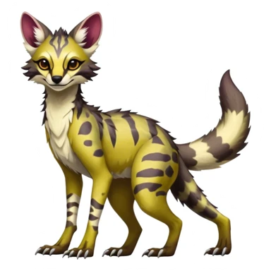 Feral Rare Fantasy dark vibrant warm-colored Vernid-Sergal-Genet-species by LiLaiRa, random markings, tufted ears, full body, 4 legs sticker