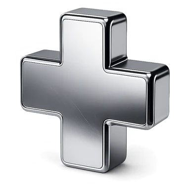 reflective chrome cross, highly polished, symbolizing health and care sticker