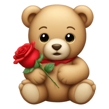 Teddy bear holding a red rose sticker