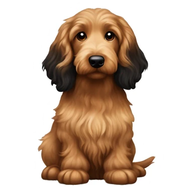 Brown golden doodle and black and tan and cream longhair dachshund sitting together  sticker