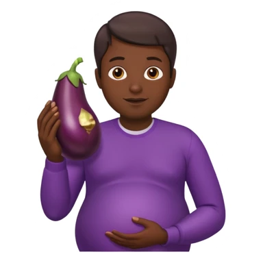 a pregnant man with eggplant sticker