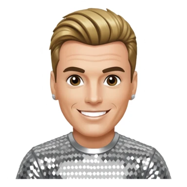 Vanilla Ice with dark blonde hair, silver sequin outfit sticker