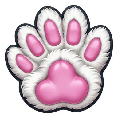 Fluffy white cat paw with six toes and claws sticker