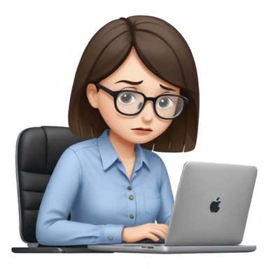 Chica con Estrés laboral en la oficina y mala postura en su laptop  sticker