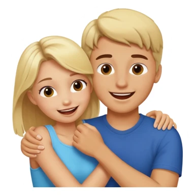 Emoji blonde girl lovingly , biting a brunette man’s arm sticker