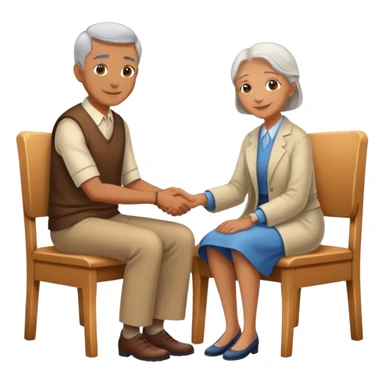 person offering a seat to an elder, kind and friendly sticker