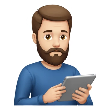bearded man reading a tablet sticker