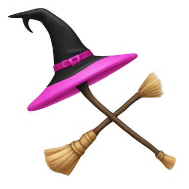 Pink and black witch’s broom sticker