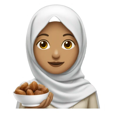 white hijab girl holding dates sticker