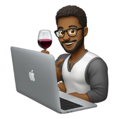 designer working on macbook pro drinking a glass of red wine sticker