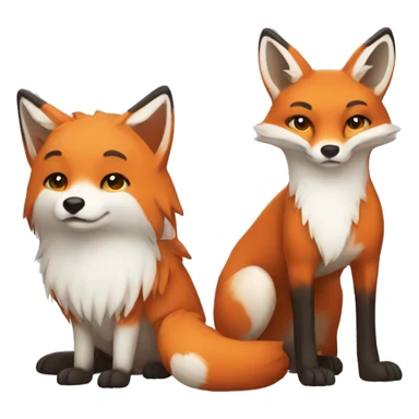 A red fox and a white fox sticker