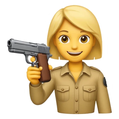 Emoji holding gun sticker