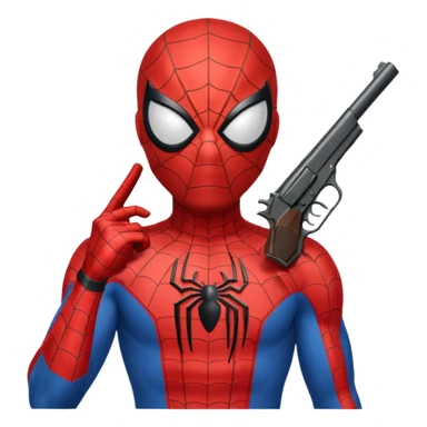 spiderman holding a gun to the side of his head sticker