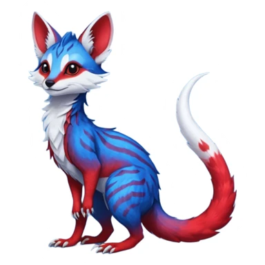 Feral Rare Fantasy vibrant cobalt-blue-crimson-red-gradients-colored colorful Vernid-Sergal-Genet-Trico-species by LiLaiRa, random markings, tufted tail, tufted ears, full body sticker