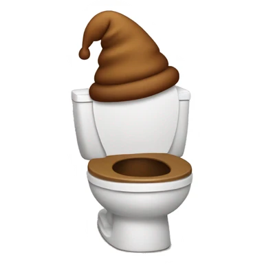 Poop wearing a toilet hat  sticker