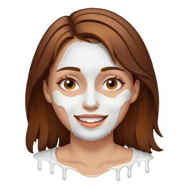 Brown Hair Woman , white paint , drip, face, happy sticker