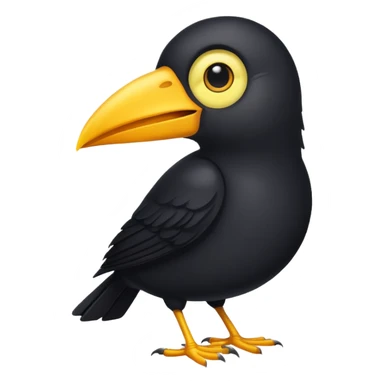 Create a black bird with long yellow beak  sticker