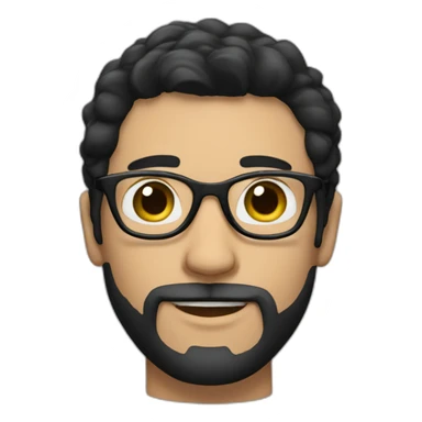 Brunette guy with beard; glasses; black hair sticker