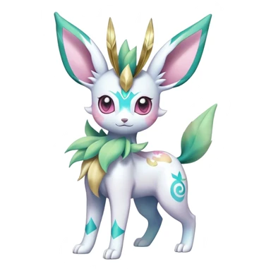 Shiny Cool Sparkly Cute Ethereal Leafeon-Sylveon-Fakemon-hybrid-fusion- full body sticker
