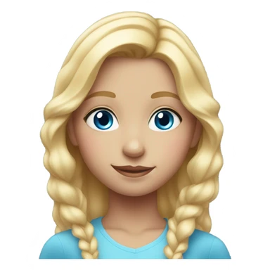 young girl with blond hair and light pink highlights and blue sticker