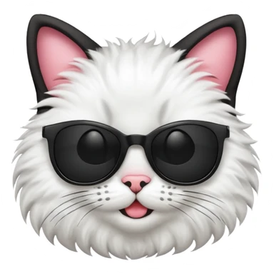 iOS-style emoji. Cat head, smug smile, black sunglasses sticker