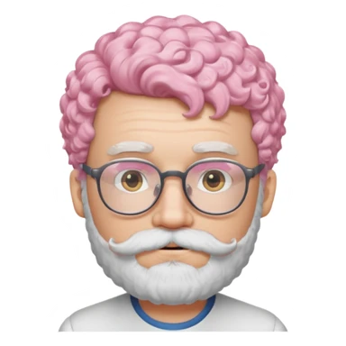 very white bearded and white mustached, pink short curly haired, wearing glassess sticker