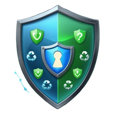 generate full blue cyber shield with different  green computer symbols  sticker