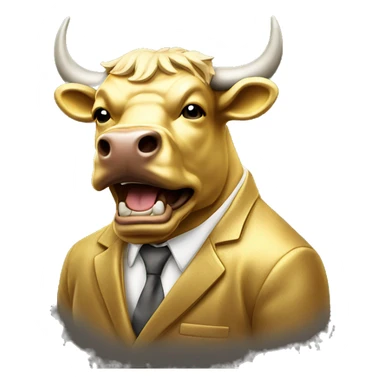 golden raging wall street bull portrait sticker