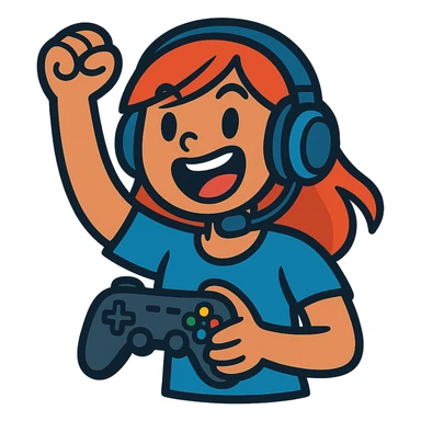 excited gamer girl in headphones sticker
