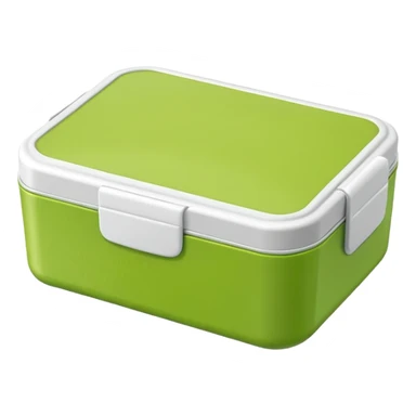 A small green empty lunchbox and a wipe sticker