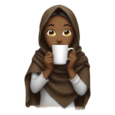 Girl drinking coffee with a shawl sticker