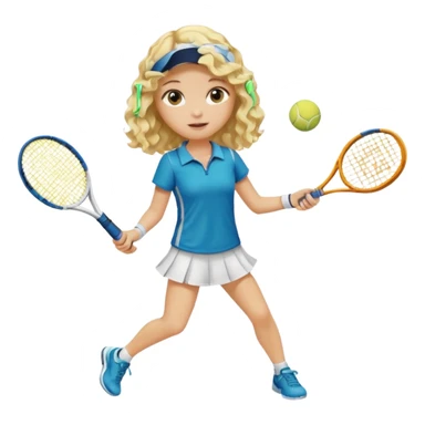 a blond girl with wavy hair playing tennis sticker