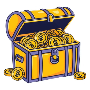 pirate treasure chest with gold coins sticker