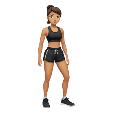 front view of full legs female with black gym shorts sticker