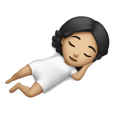  girl sleeping . The girl has a black hair and white skin  sticker