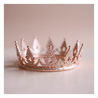 rose gold crown, modern, metallic, soft pink gold hue, minimal background sticker