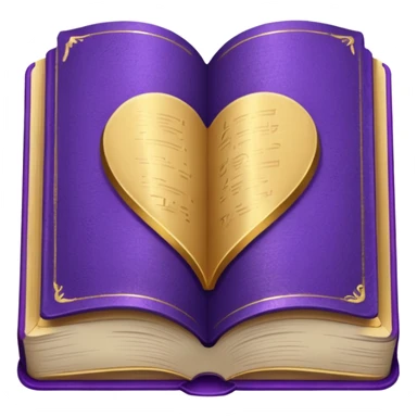 open book with purple cover sticker