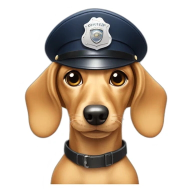 Cream Dachshund with police hat sticker