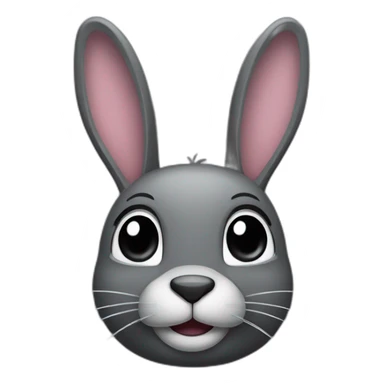 dark grey bunny, with dark grey nose and mouth and big ears sticker