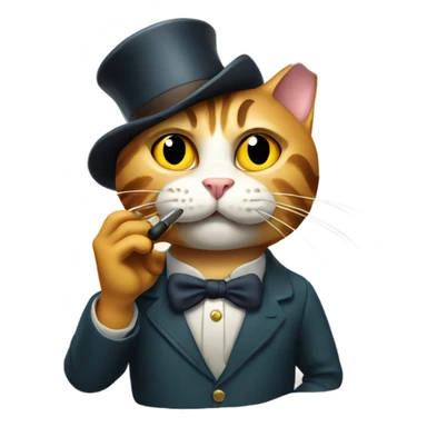 cat smoking a pipe sticker