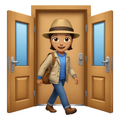 person walking out of the door sticker