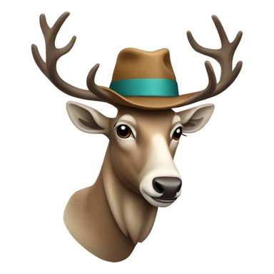 Caribou wearing a hat sticker