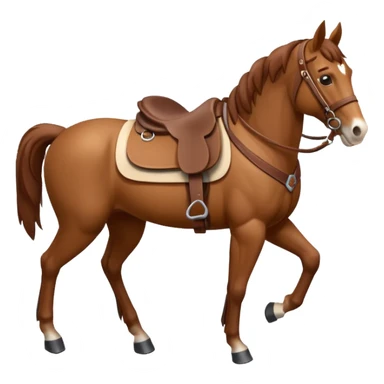 horse with a saddle, isometric view, emoji style sticker