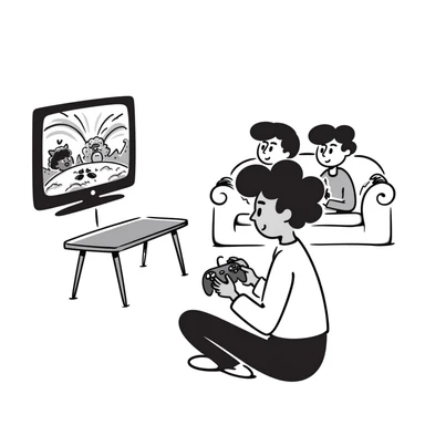 A person plays with the GameCube on tv with friends sticker