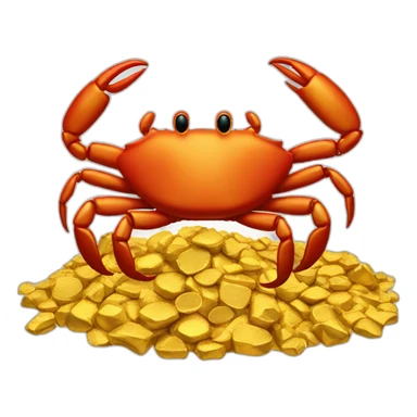crab on a pile of gold sticker