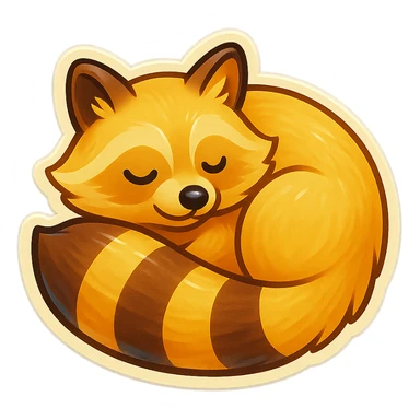 Very Light Blonde raccoon sleeping 2d digital art semi realistic original character  sticker