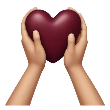 Burgundy heart in hands sticker
