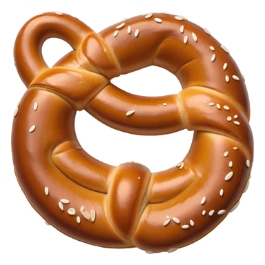 Pretzel Cinematic Realistic Pretzel Snack Emoji, depicted as a single, perfectly twisted pretzel with a glossy, salted crust, rendered with lifelike textures and warm, inviting lighting. sticker